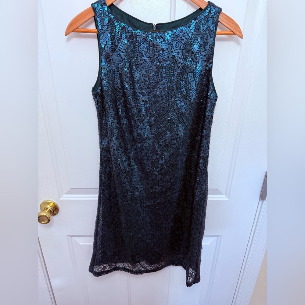 Anna Sui Green Sequin Mini Shift Dress Size 0 Party Maximalist Holiday